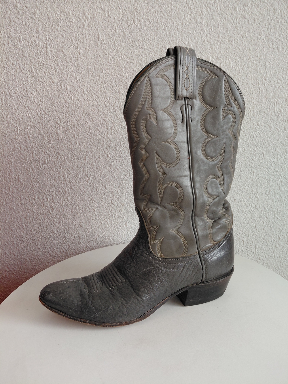 Tony Lama Western Gray Leather Cowboy Boots